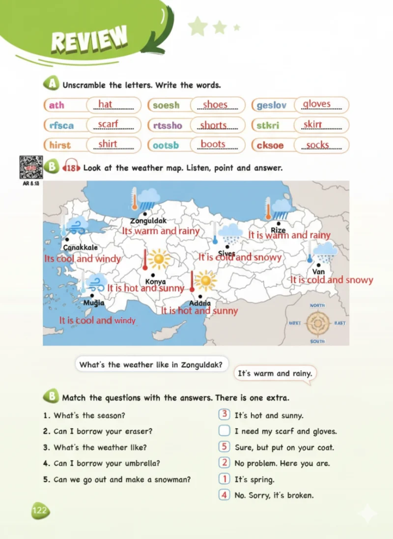 4. Sınıf İngilizce Ders Kitabı Cevapları SDR Dİkey Yayınları Sayfa 122 Çözüm Görseli