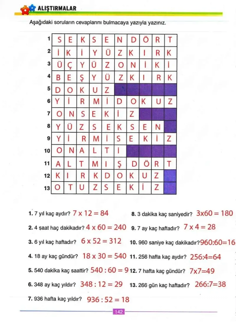 4. Sınıf Matematik Ders Kitabı Cevapları Ada Yayınları Sayfa 142 Çözüm Görseli