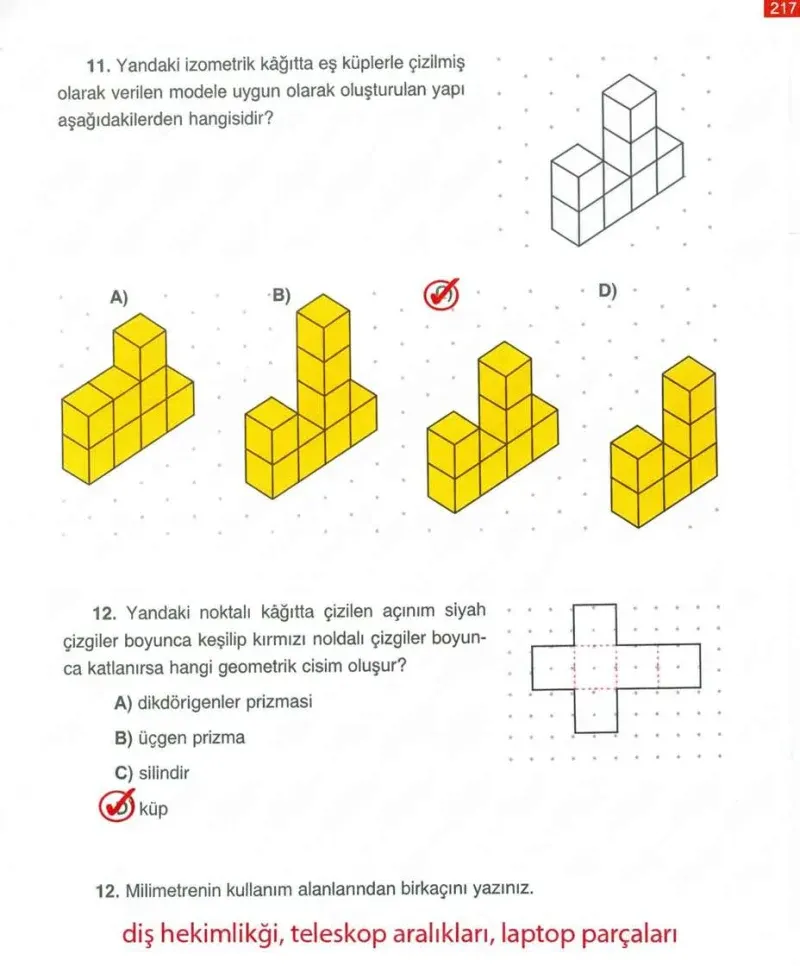 4. Sınıf Matematik Ders Kitabı Cevapları Ada Yayınları Sayfa 217 Çözüm Görseli