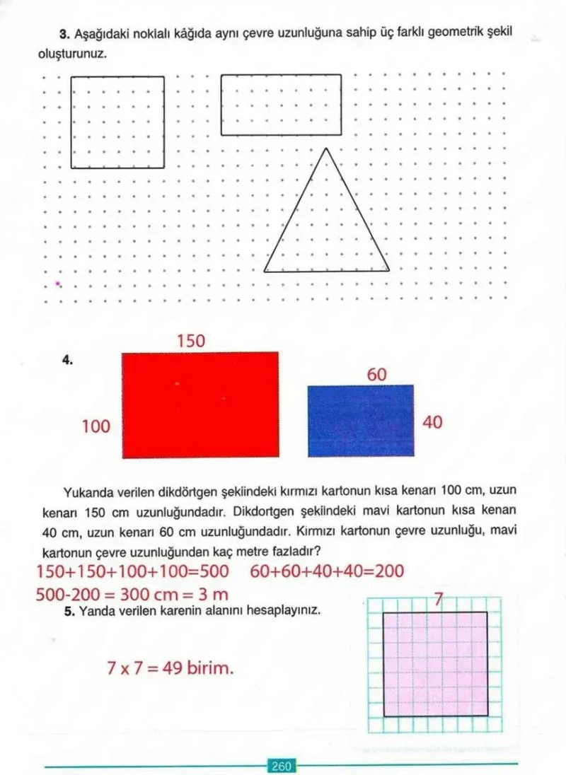 4. Sınıf Matematik Ders Kitabı Cevapları Ada Yayınları Sayfa 260 Çözüm Görseli