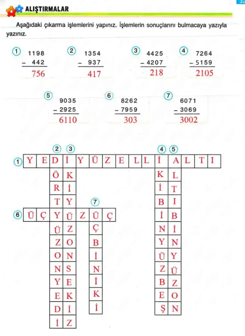 4. Sınıf Matematik Ders Kitabı Cevapları Ada Yayınları Sayfa 32 Çözüm Görseli