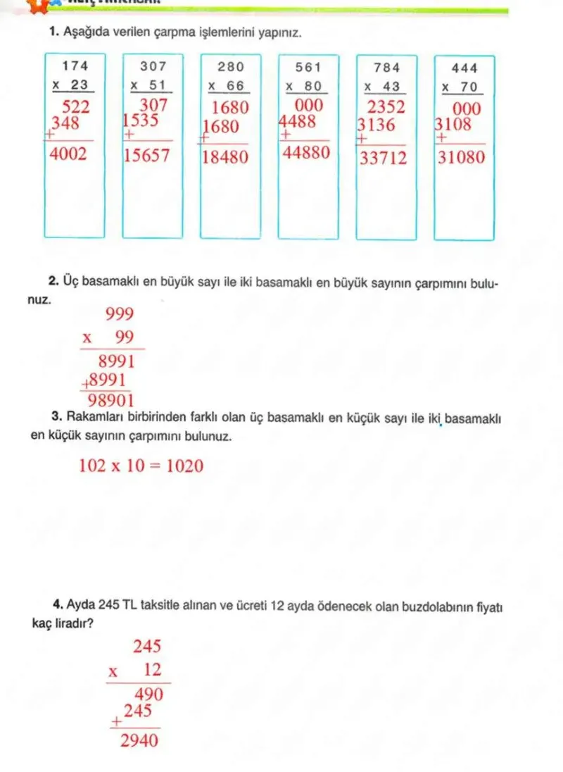 4. Sınıf Matematik Ders Kitabı Cevapları Ada Yayınları Sayfa 58 Çözüm Görseli
