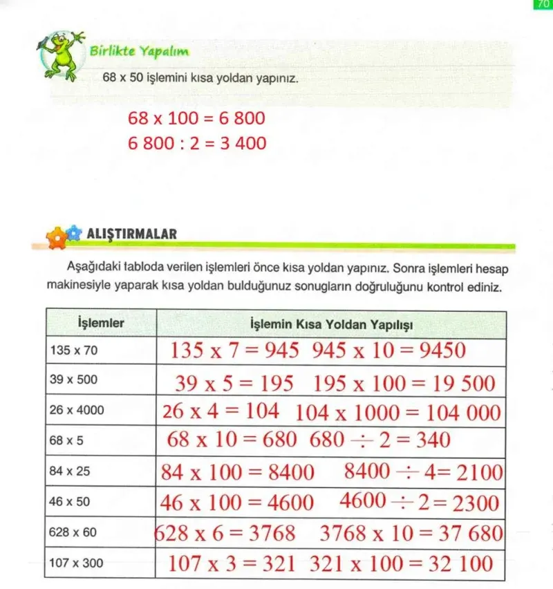 4. Sınıf Matematik Ders Kitabı Cevapları Ada Yayınları Sayfa 70 Çözüm Görseli