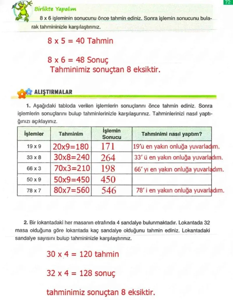 4. Sınıf Matematik Ders Kitabı Cevapları Ada Yayınları Sayfa 72 Çözüm Görseli