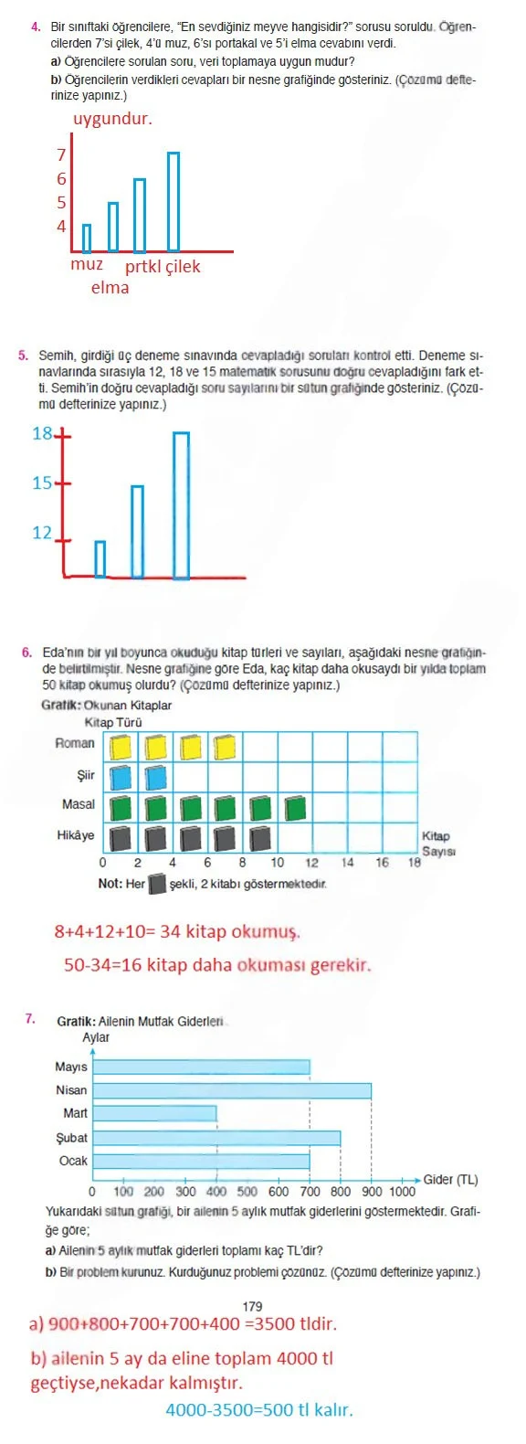 4. Sınıf Matematik Ders Kitabı Cevapları Ata Yayınları Sayfa 179 Çözüm Görseli