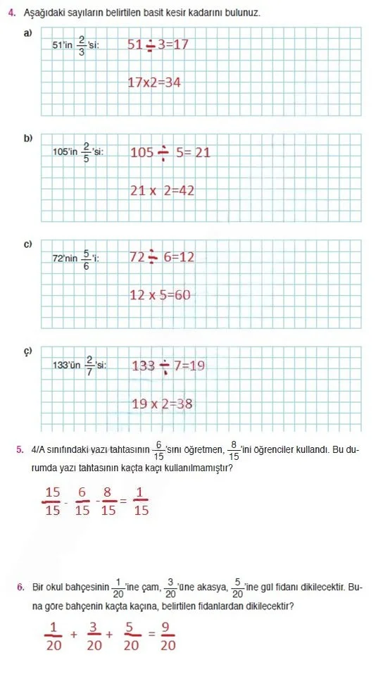 4. Sınıf Matematik Ders Kitabı Cevapları Ata Yayınları Sayfa 181 Çözüm Görseli