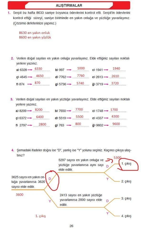 4. Sınıf Matematik Ders Kitabı Cevapları Ata Yayınları Sayfa 26 Çözüm Görseli