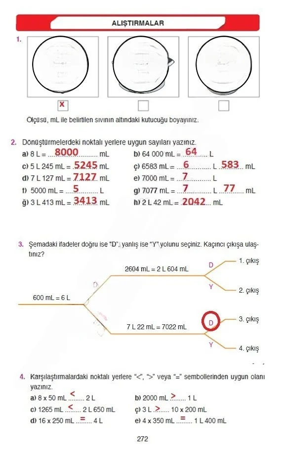 4. Sınıf Matematik Ders Kitabı Cevapları Ata Yayınları Sayfa 272 Çözüm Görseli