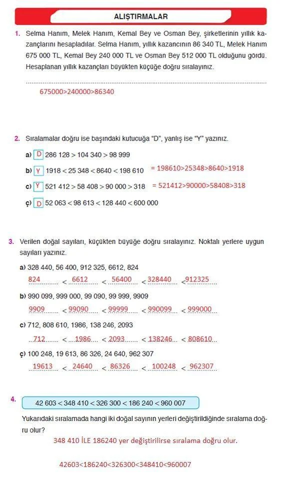 4. Sınıf Matematik Ders Kitabı Cevapları Ata Yayınları Sayfa 29 Çözüm Görseli