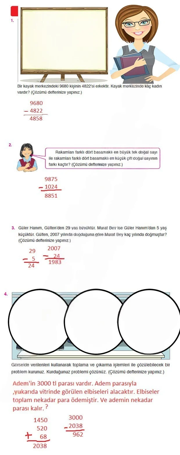 4. Sınıf Matematik Ders Kitabı Cevapları Ata Yayınları Sayfa 69 Çözüm Görseli