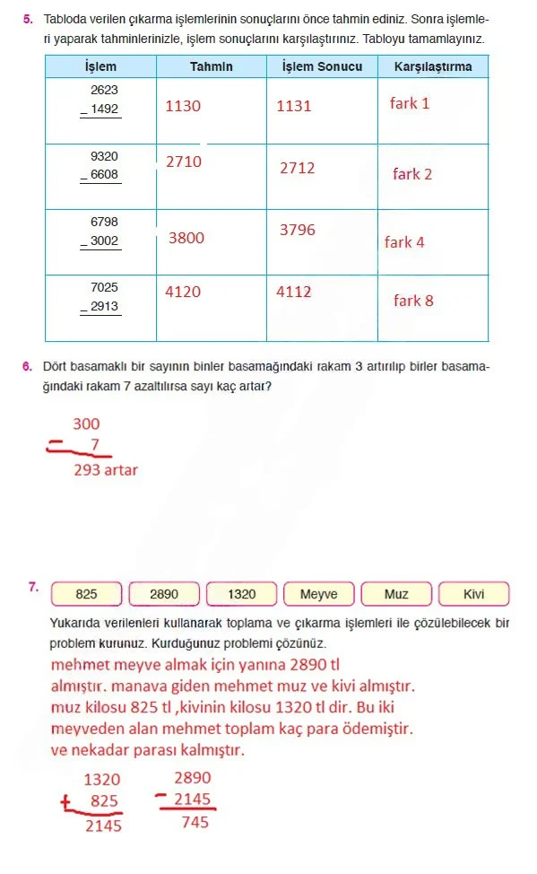 4. Sınıf Matematik Ders Kitabı Cevapları Ata Yayınları Sayfa 71 Çözüm Görseli
