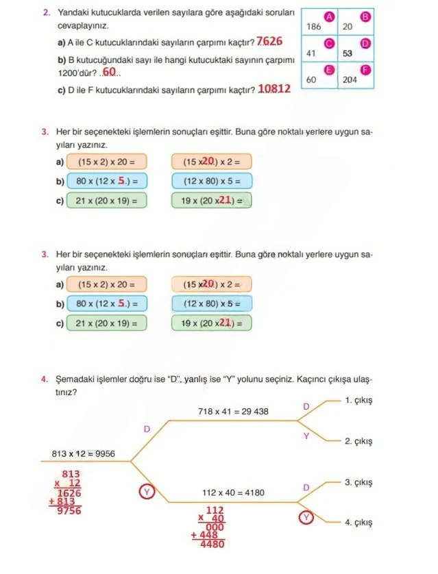 4. Sınıf Matematik Ders Kitabı Cevapları Ata Yayınları Sayfa 78 Çözüm Görseli
