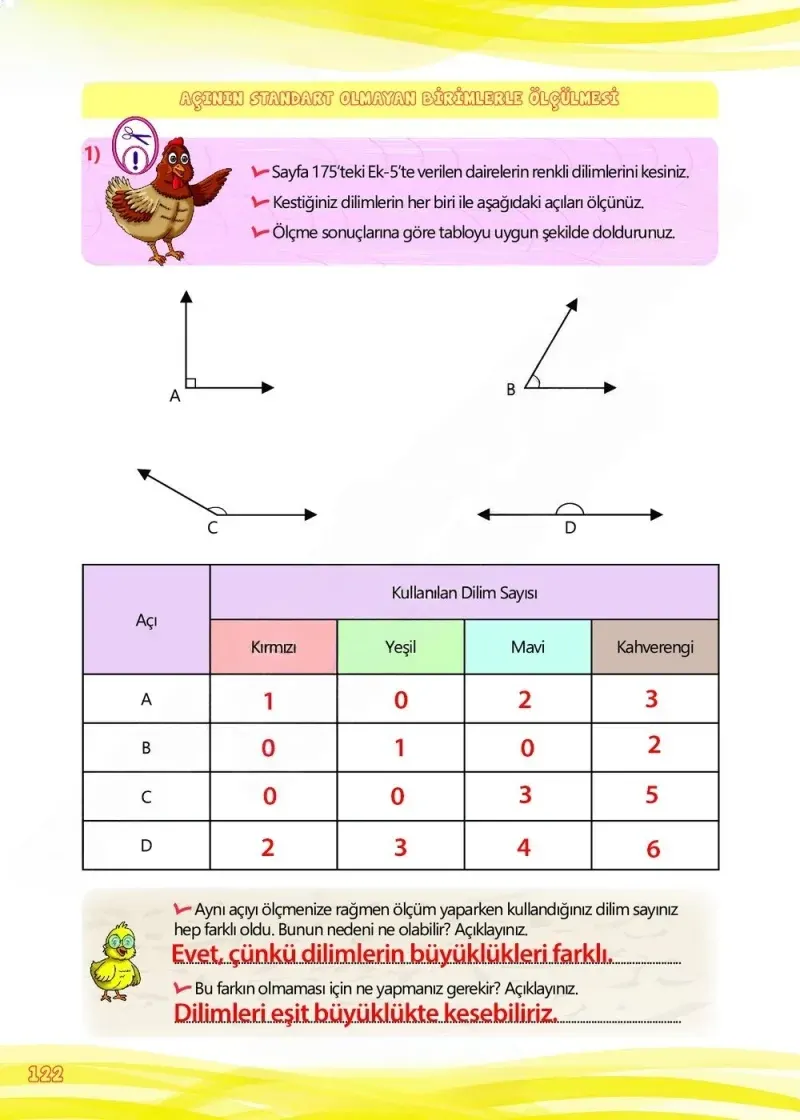 4. Sınıf Matematik Ders Kitabı Cevapları Meb Yayınları Çalışma Kitabı 1 Sayfa 122 Çözüm Görseli