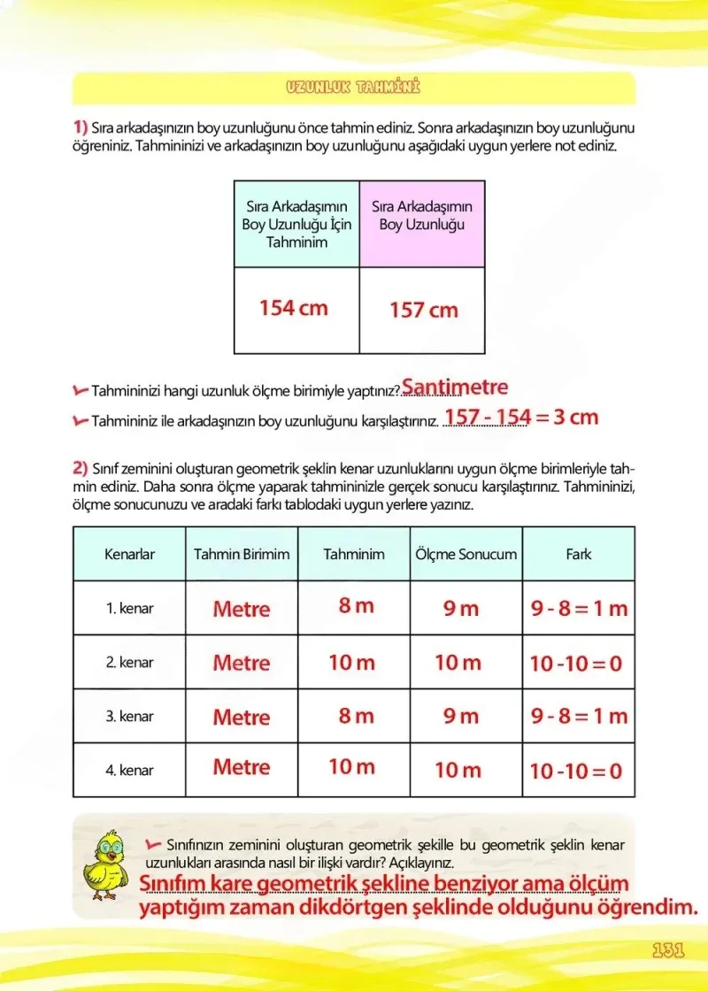 4. Sınıf Matematik Ders Kitabı Cevapları Meb Yayınları Çalışma Kitabı 1 Sayfa 131 Çözüm Görseli
