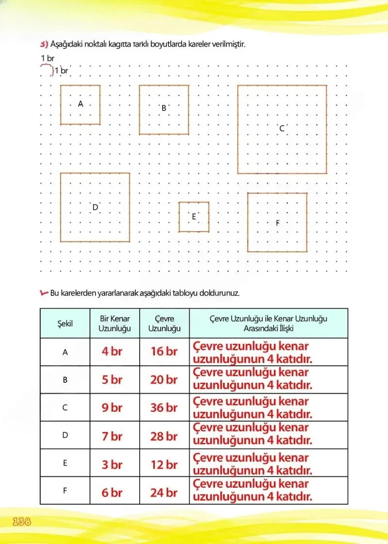 4. Sınıf Matematik Ders Kitabı Cevapları Meb Yayınları Çalışma Kitabı 1 Sayfa 138 Çözüm Görseli
