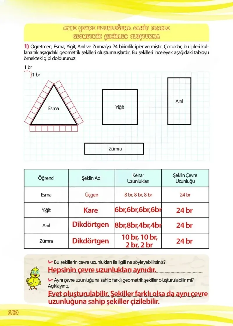 4. Sınıf Matematik Ders Kitabı Cevapları Meb Yayınları Çalışma Kitabı 1 Sayfa 140 Çözüm Görseli