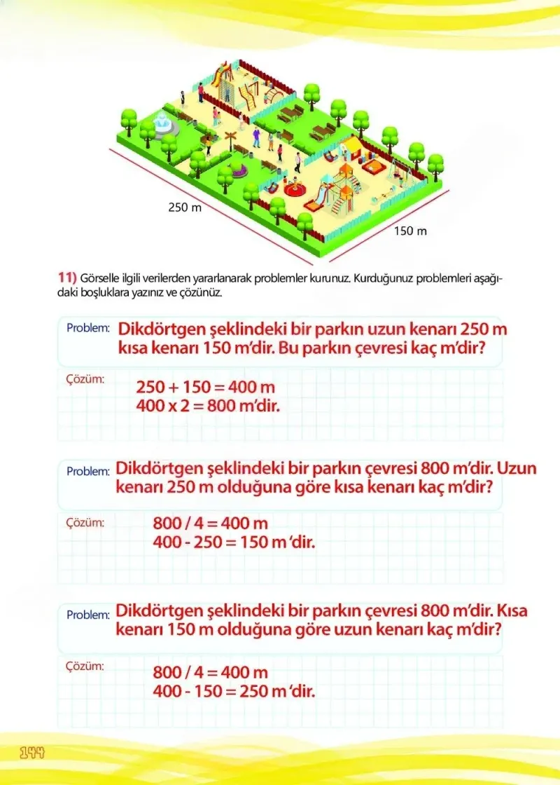 4. Sınıf Matematik Ders Kitabı Cevapları Meb Yayınları Çalışma Kitabı 1 Sayfa 144 Çözüm Görseli
