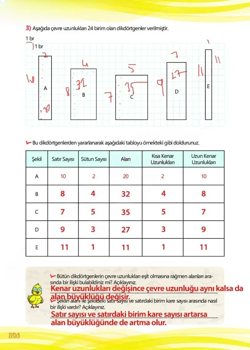 4. Sınıf Matematik Ders Kitabı Cevapları Meb Yayınları Çalışma Kitabı 1 Sayfa 146 Çözüm Görseli