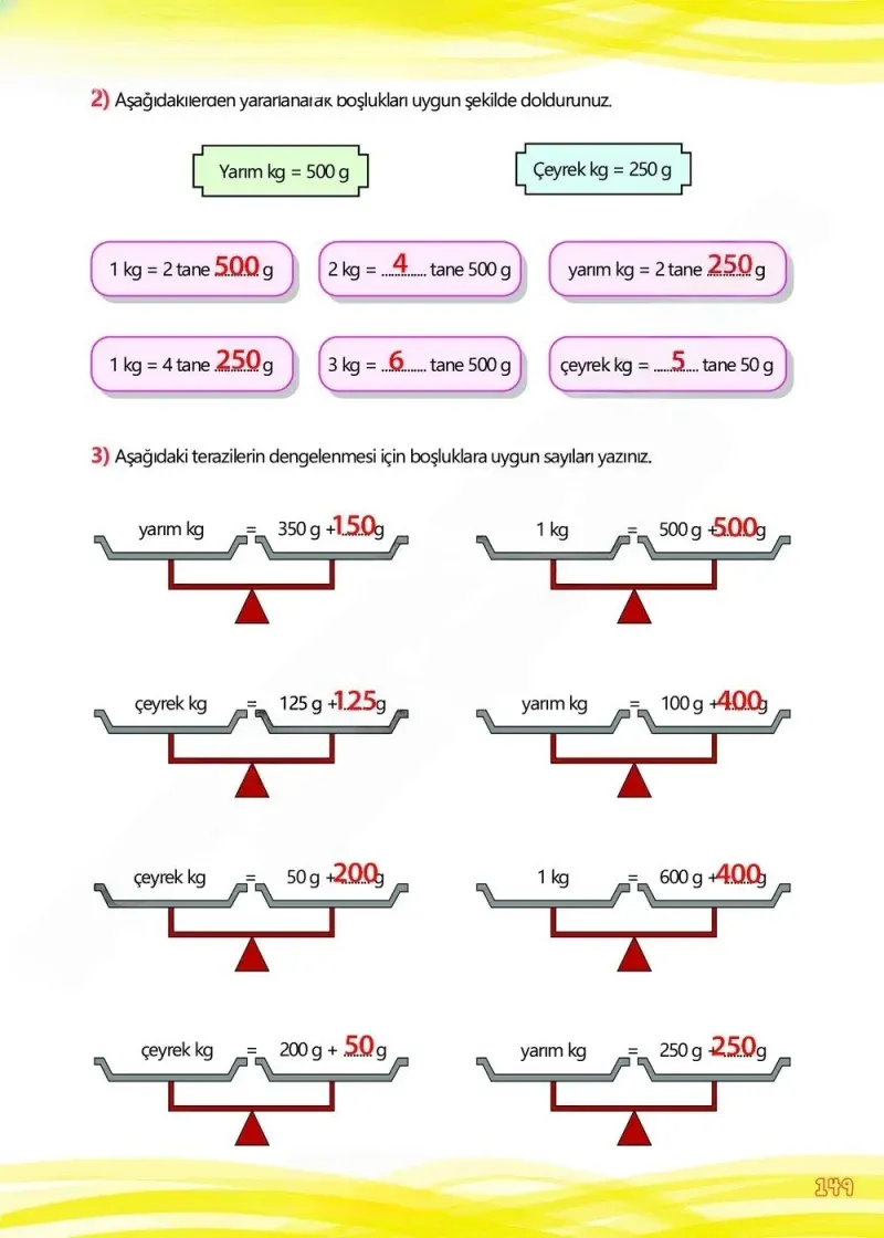 4. Sınıf Matematik Ders Kitabı Cevapları Meb Yayınları Çalışma Kitabı 1 Sayfa 149 Çözüm Görseli