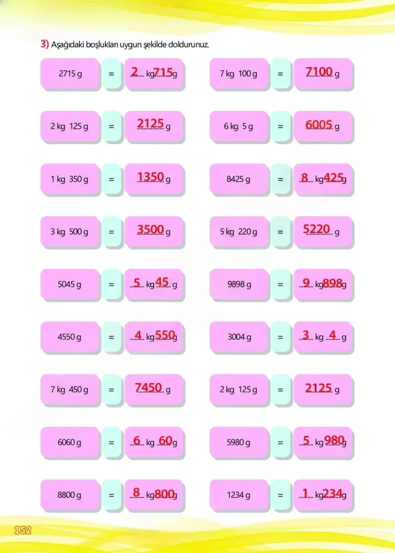 4. Sınıf Matematik Ders Kitabı Cevapları Meb Yayınları Çalışma Kitabı 1 Sayfa 152 Çözüm Görseli