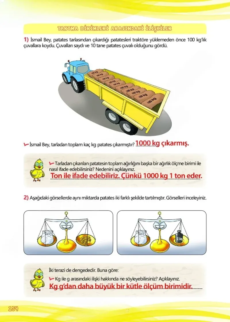 4. Sınıf Matematik Ders Kitabı Cevapları Meb Yayınları Çalışma Kitabı 1 Sayfa 154 Çözüm Görseli