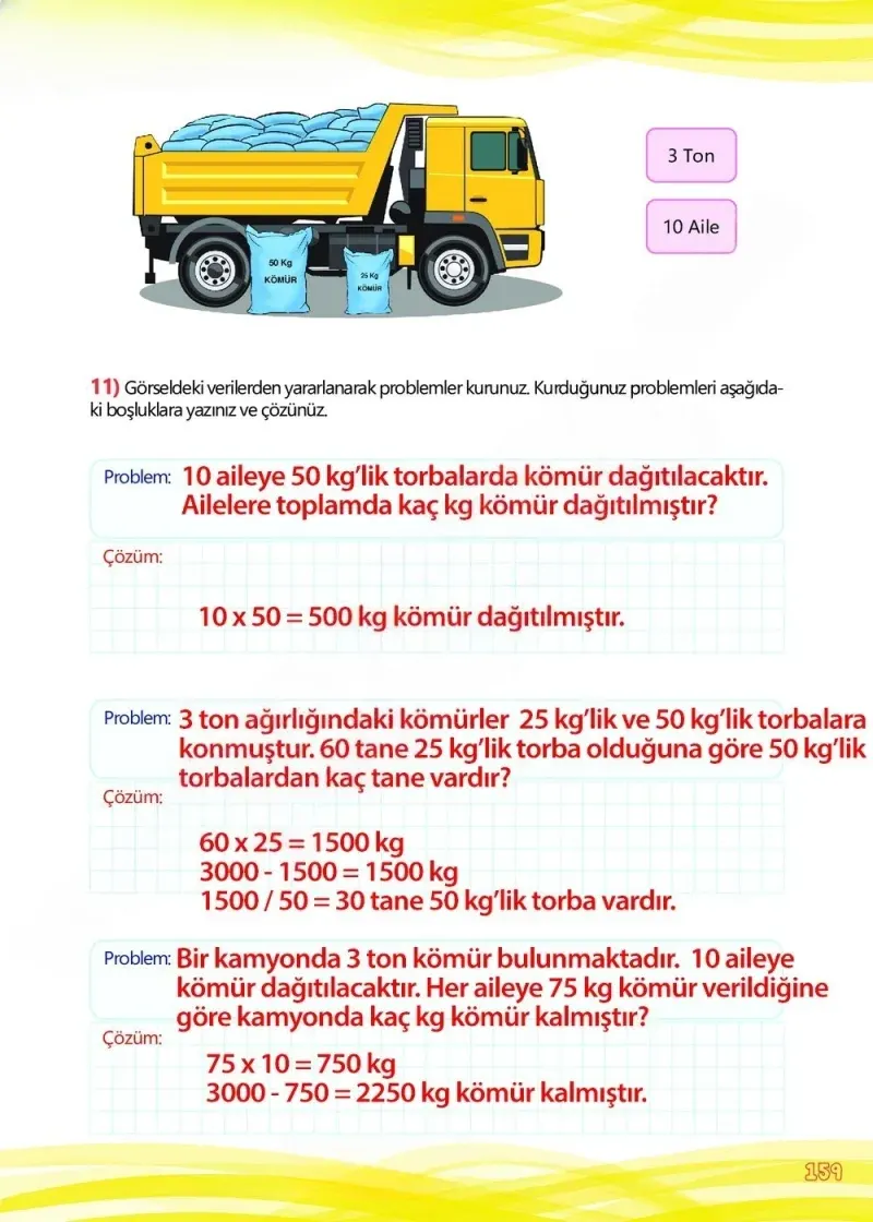 4. Sınıf Matematik Ders Kitabı Cevapları Meb Yayınları Çalışma Kitabı 1 Sayfa 159 Çözüm Görseli
