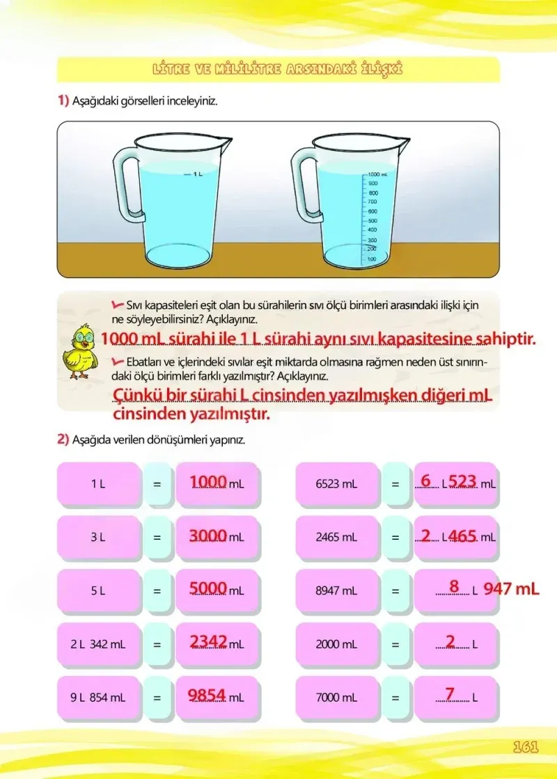 4. Sınıf Matematik Ders Kitabı Cevapları Meb Yayınları Çalışma Kitabı 1 Sayfa 161 Çözüm Görseli