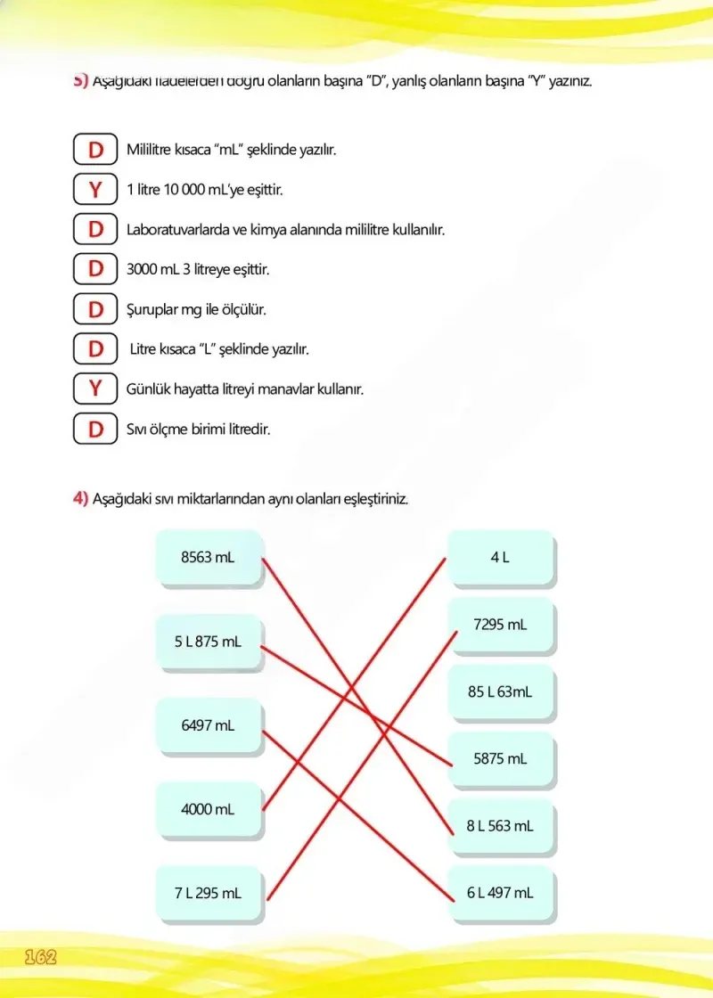 4. Sınıf Matematik Ders Kitabı Cevapları Meb Yayınları Çalışma Kitabı 1 Sayfa 162 Çözüm Görseli