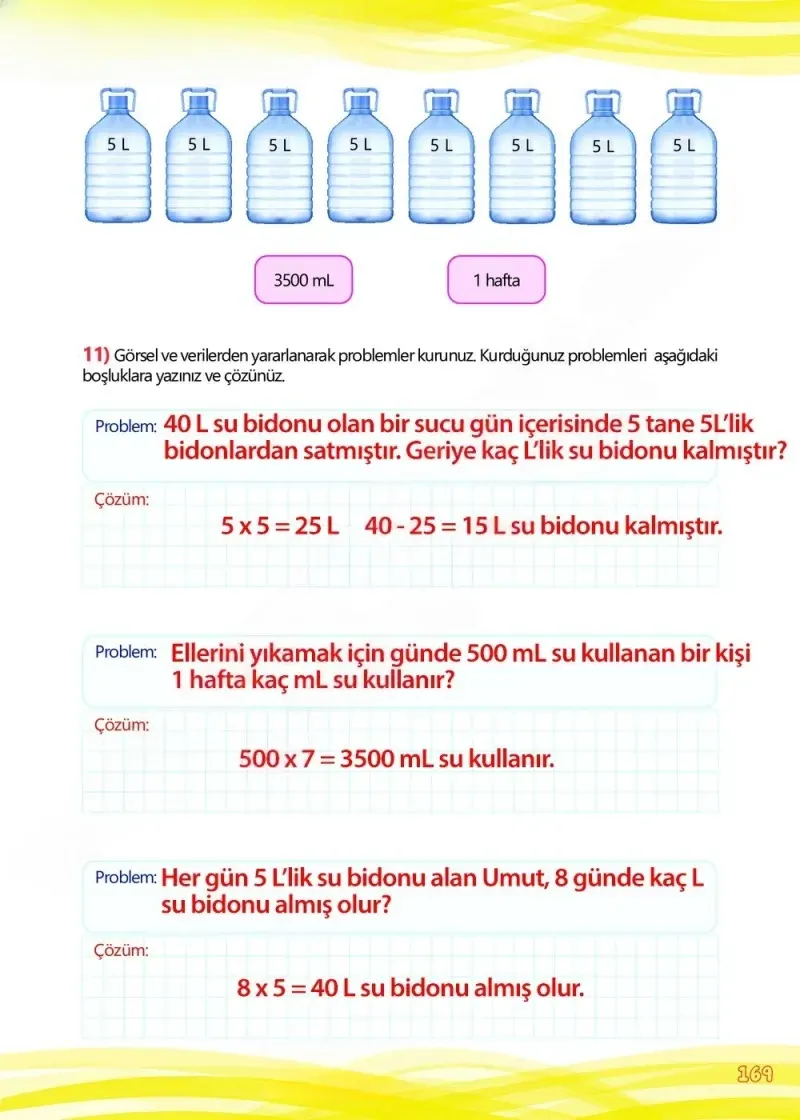 4. Sınıf Matematik Ders Kitabı Cevapları Meb Yayınları Çalışma Kitabı 1 Sayfa 169 Çözüm Görseli