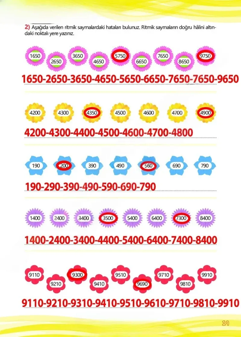 4. Sınıf Matematik Ders Kitabı Cevapları Meb Yayınları Çalışma Kitabı 1 Sayfa 19 Çözüm Görseli