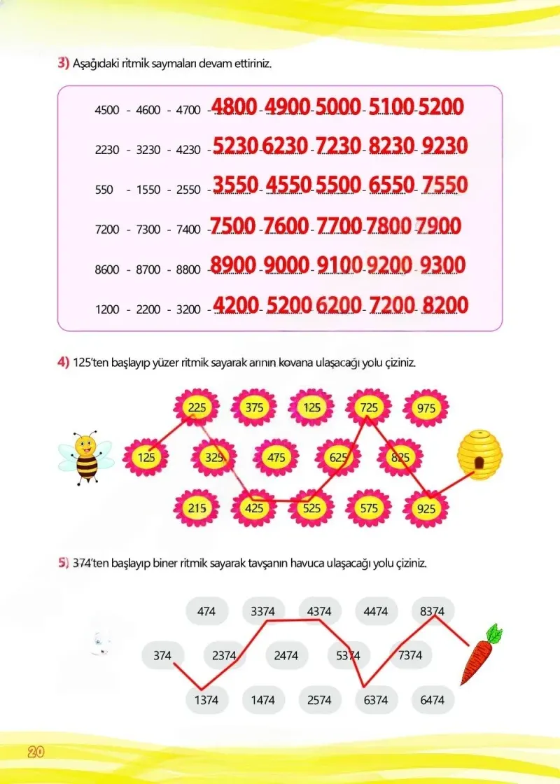 4. Sınıf Matematik Ders Kitabı Cevapları Meb Yayınları Çalışma Kitabı 1 Sayfa 20 Çözüm Görseli