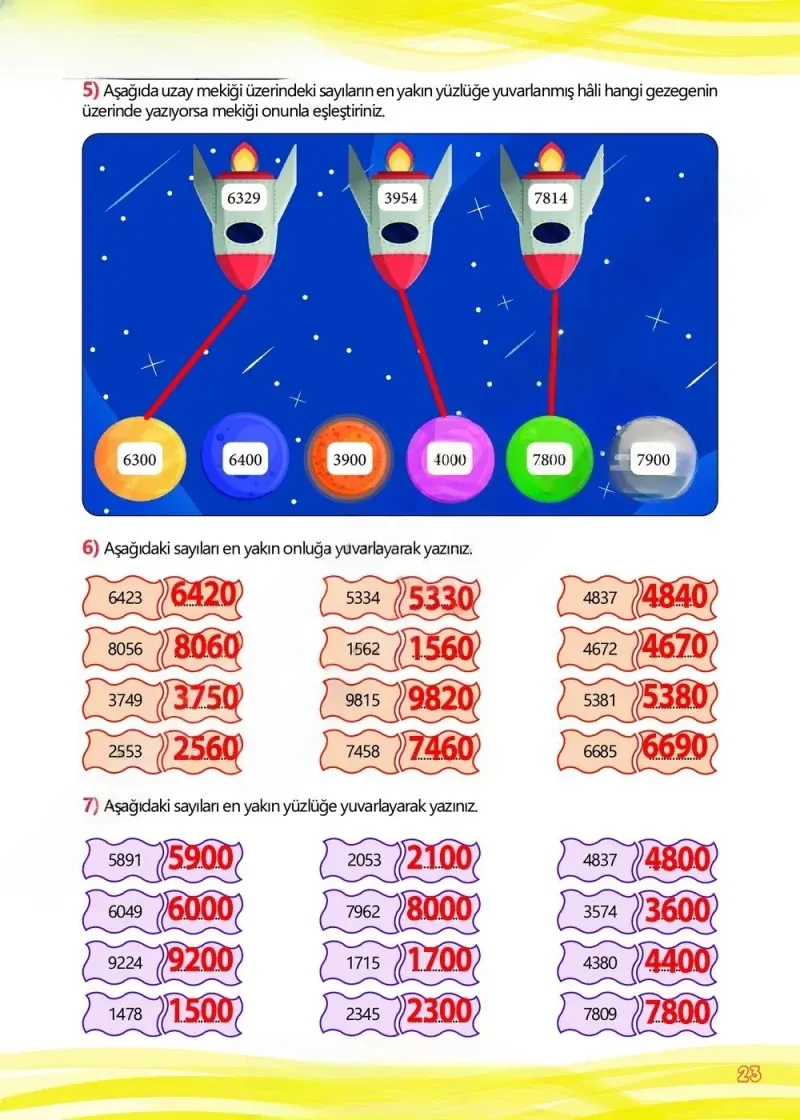 4. Sınıf Matematik Ders Kitabı Cevapları Meb Yayınları Çalışma Kitabı 1 Sayfa 23 Çözüm Görseli