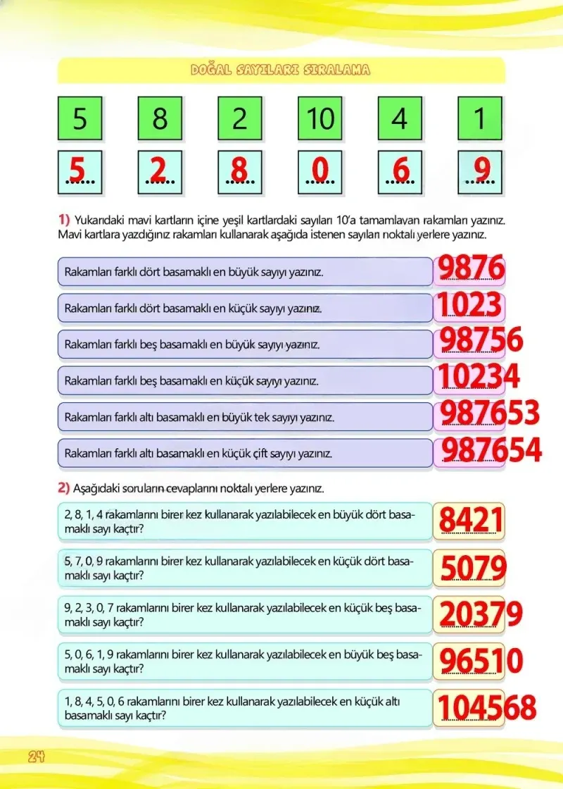4. Sınıf Matematik Ders Kitabı Cevapları Meb Yayınları Çalışma Kitabı 1 Sayfa 24 Çözüm Görseli