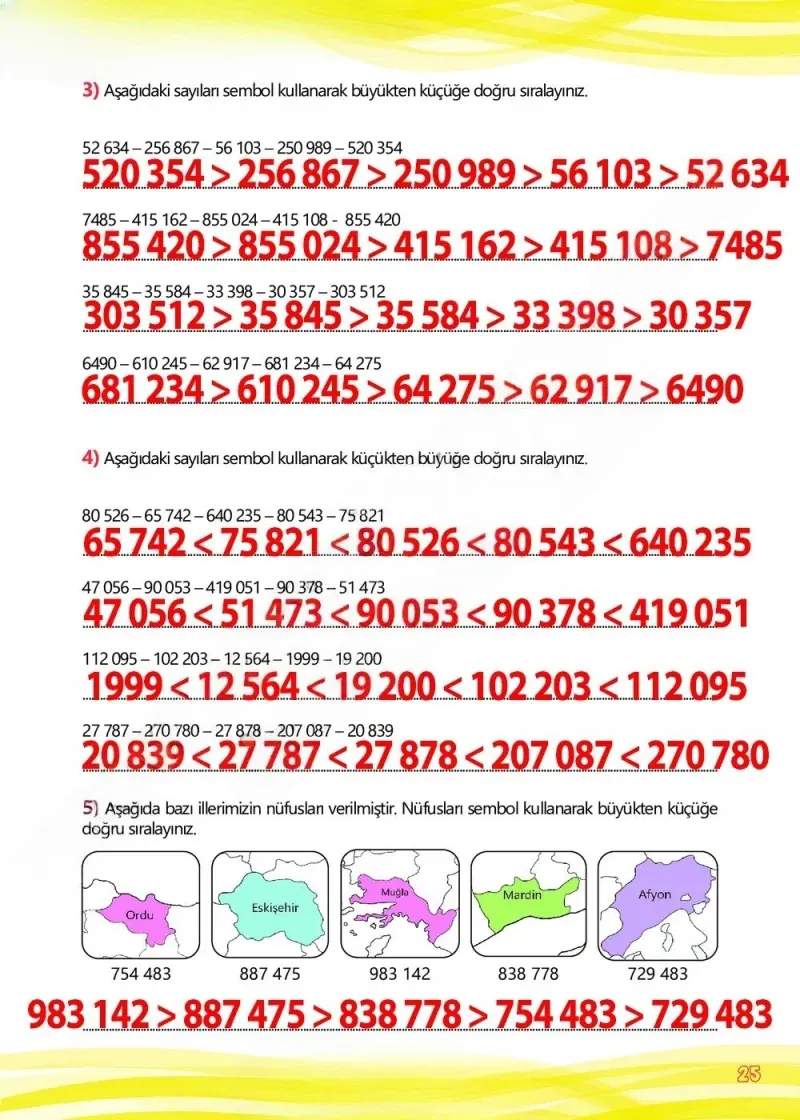 4. Sınıf Matematik Ders Kitabı Cevapları Meb Yayınları Çalışma Kitabı 1 Sayfa 25 Çözüm Görseli