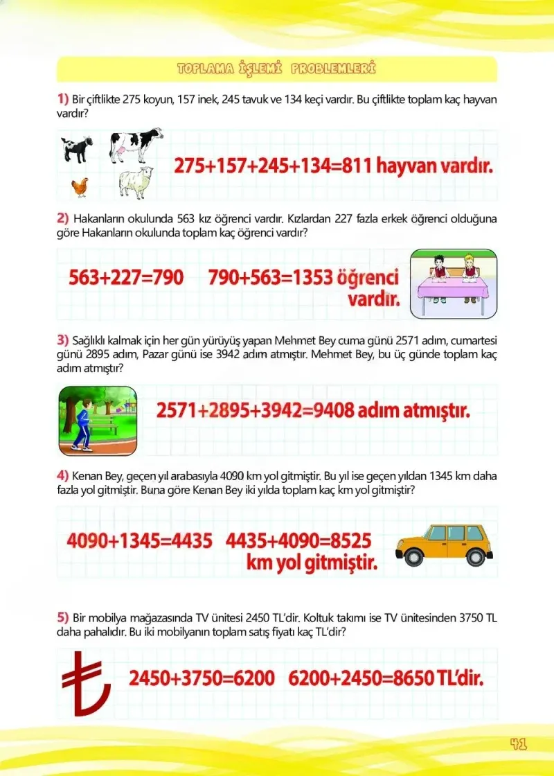 4. Sınıf Matematik Ders Kitabı Cevapları Meb Yayınları Çalışma Kitabı 1 Sayfa 41 Çözüm Görseli