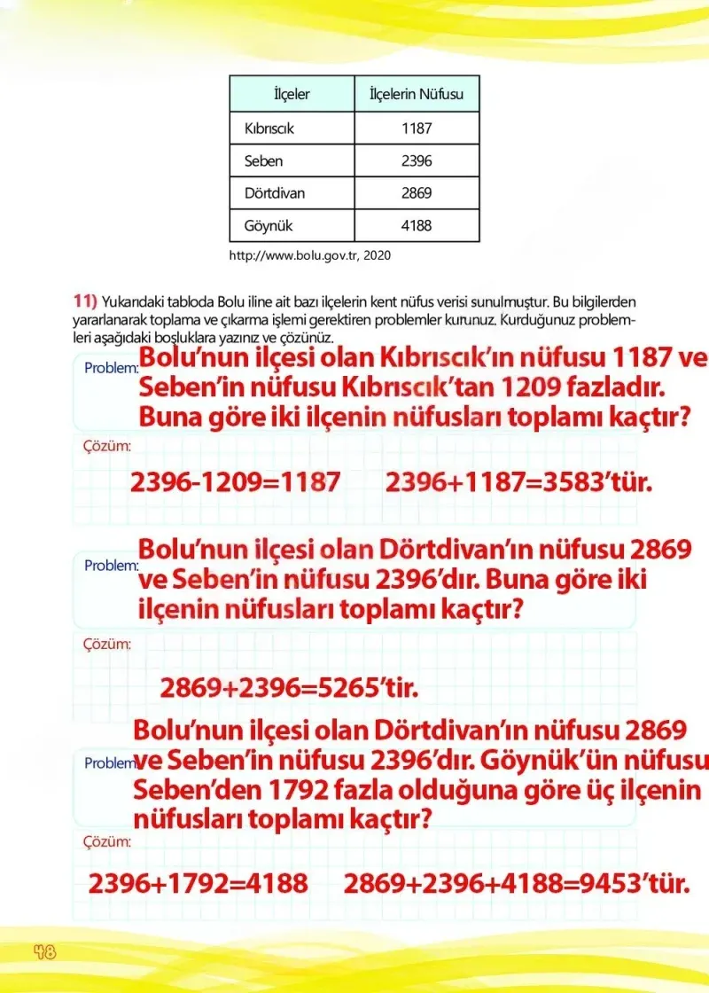 4. Sınıf Matematik Ders Kitabı Cevapları Meb Yayınları Çalışma Kitabı 1 Sayfa 48 Çözüm Görseli