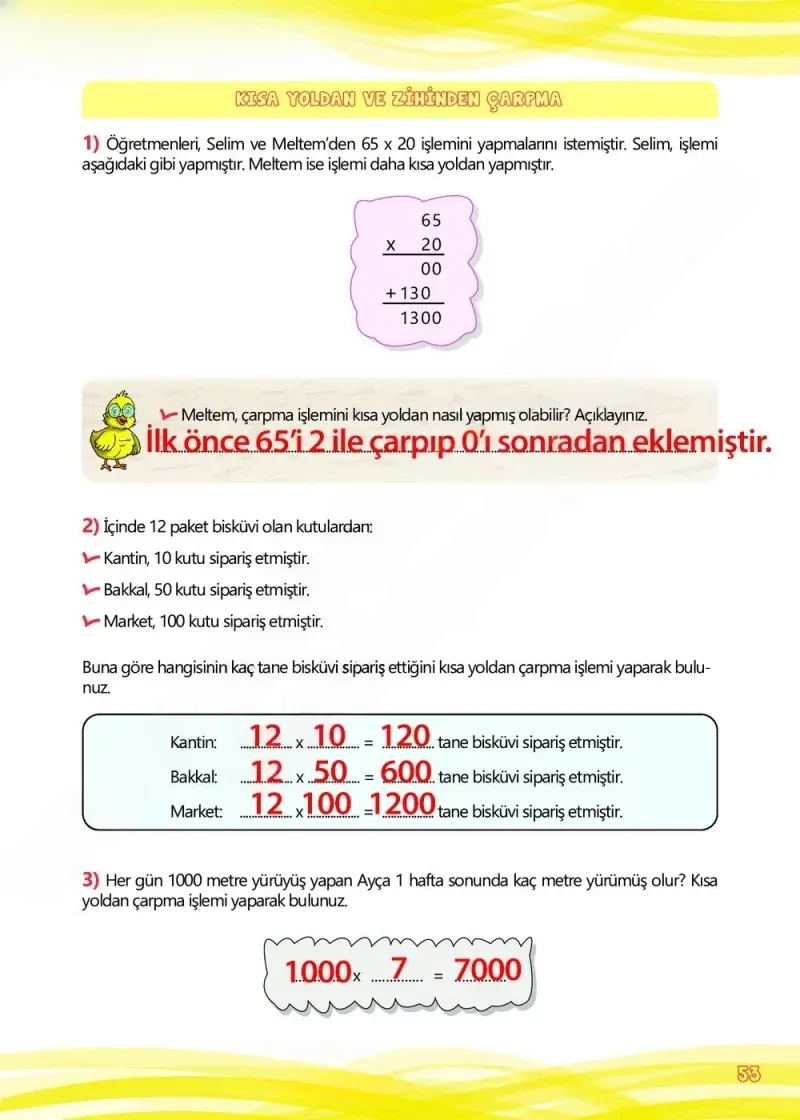 4. Sınıf Matematik Ders Kitabı Cevapları Meb Yayınları Çalışma Kitabı 1 Sayfa 53 Çözüm Görseli