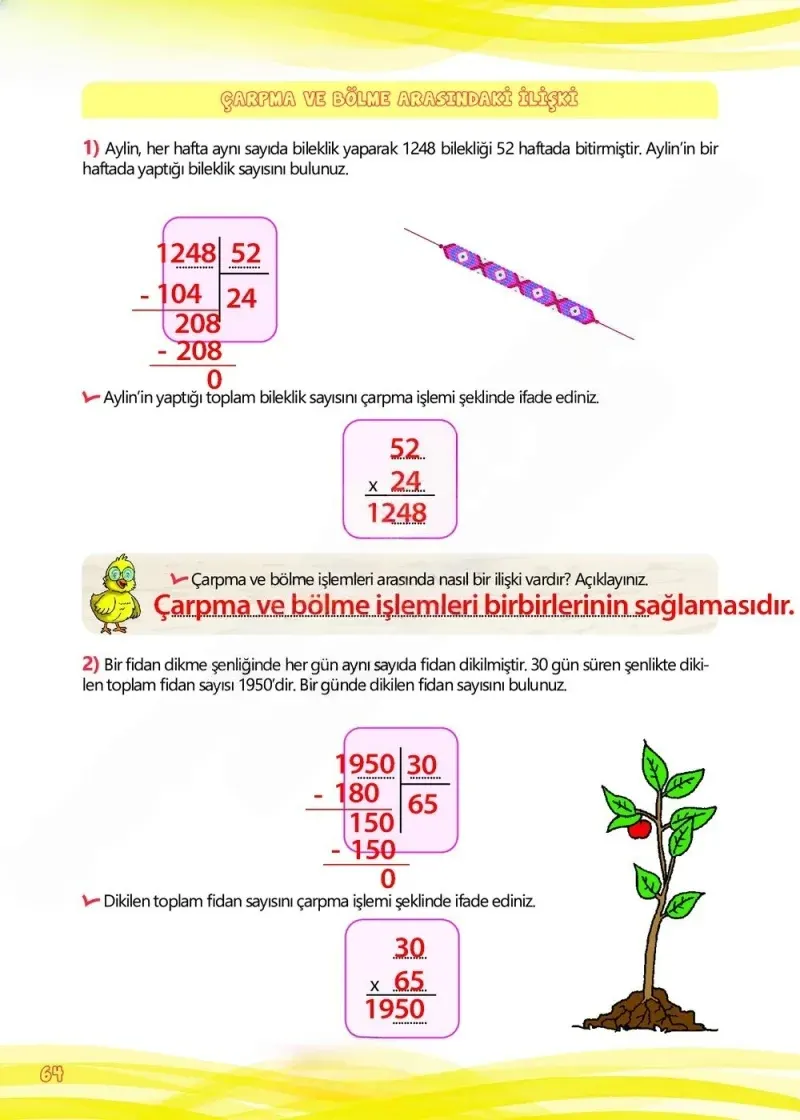 4. Sınıf Matematik Ders Kitabı Cevapları Meb Yayınları Çalışma Kitabı 1 Sayfa 64 Çözüm Görseli