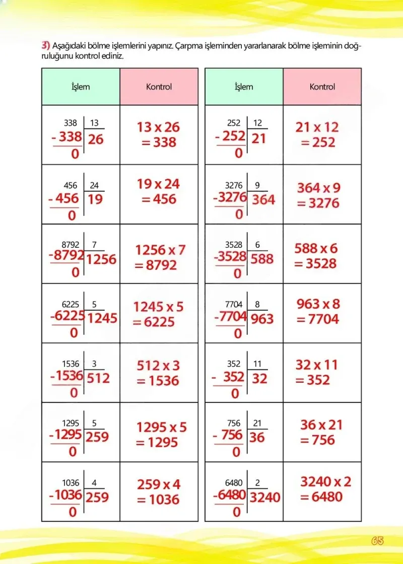 4. Sınıf Matematik Ders Kitabı Cevapları Meb Yayınları Çalışma Kitabı 1 Sayfa 65 Çözüm Görseli