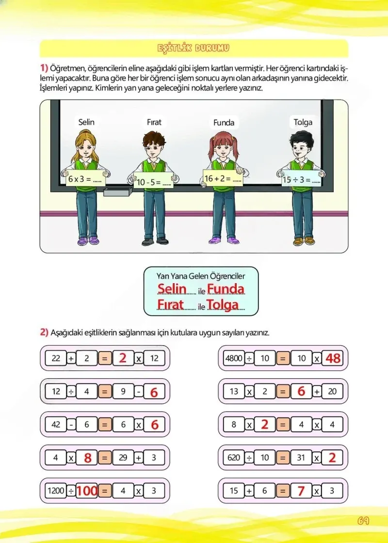 4. Sınıf Matematik Ders Kitabı Cevapları Meb Yayınları Çalışma Kitabı 1 Sayfa 69 Çözüm Görseli