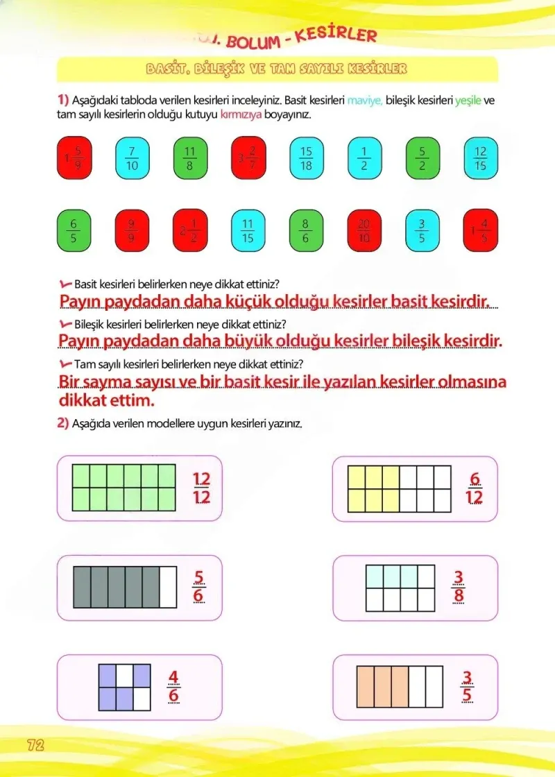 4. Sınıf Matematik Ders Kitabı Cevapları Meb Yayınları Çalışma Kitabı 1 Sayfa 72 Çözüm Görseli