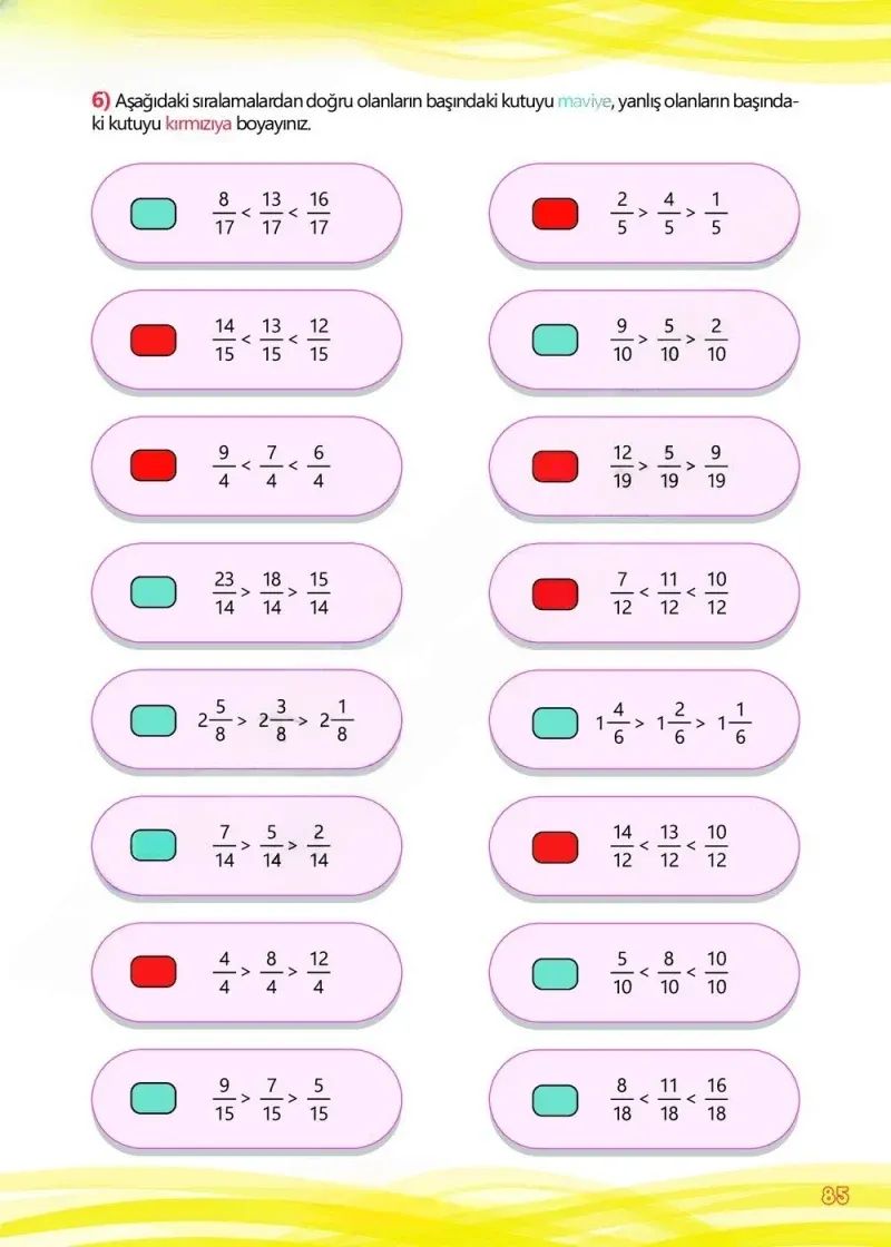 4. Sınıf Matematik Ders Kitabı Cevapları Meb Yayınları Çalışma Kitabı 1 Sayfa 85 Çözüm Görseli