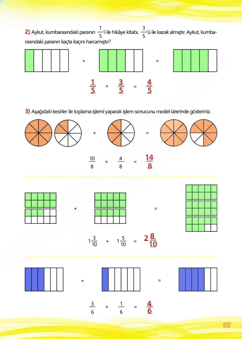 4. Sınıf Matematik Ders Kitabı Cevapları Meb Yayınları Çalışma Kitabı 1 Sayfa 87 Çözüm Görseli