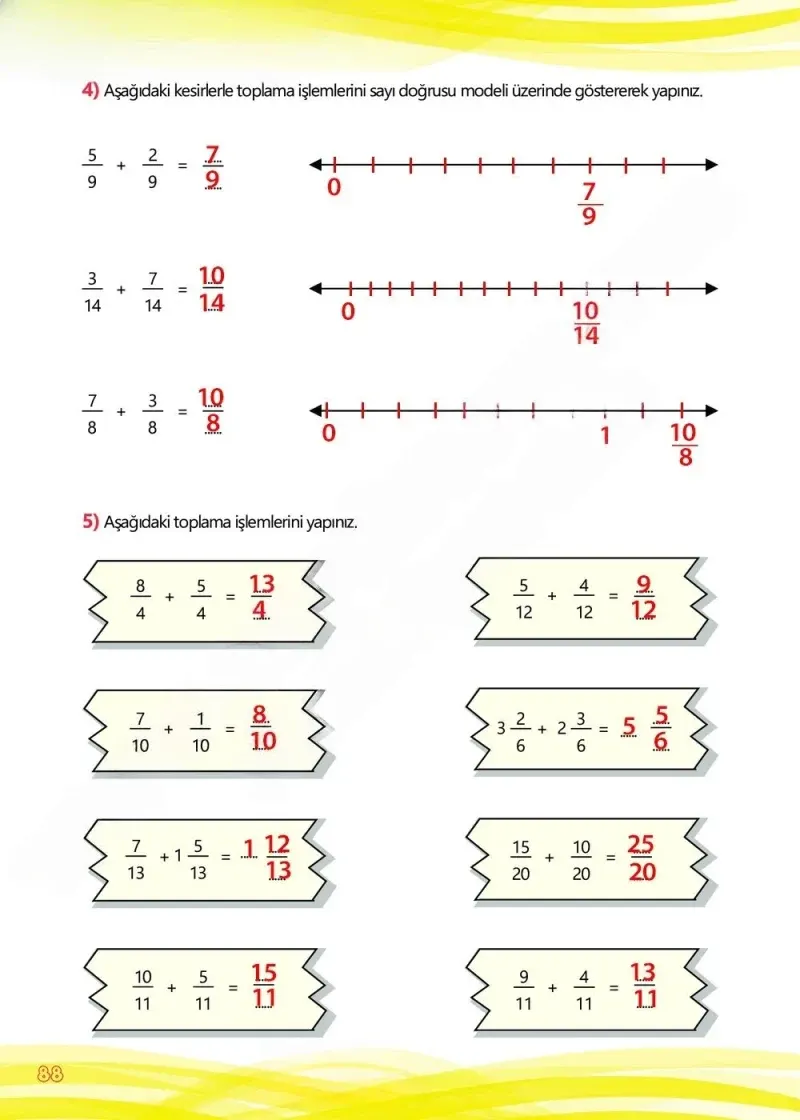 4. Sınıf Matematik Ders Kitabı Cevapları Meb Yayınları Çalışma Kitabı 1 Sayfa 88 Çözüm Görseli