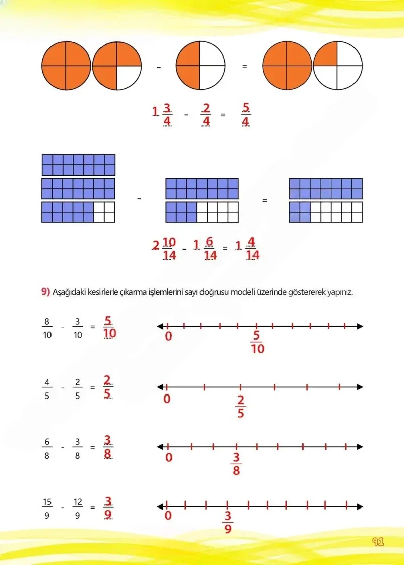 4. Sınıf Matematik Ders Kitabı Cevapları Meb Yayınları Çalışma Kitabı 1 Sayfa 91 Çözüm Görseli