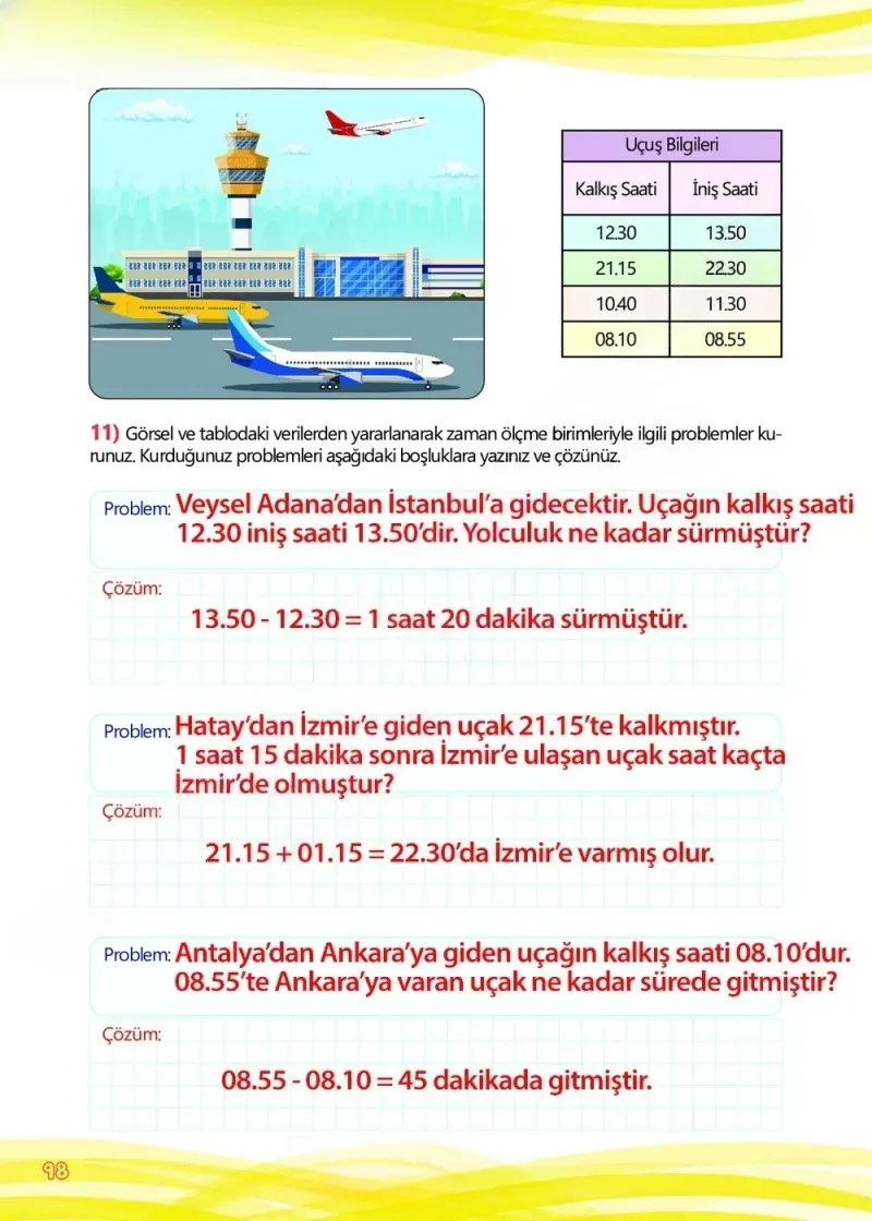 4. Sınıf Matematik Ders Kitabı Cevapları Meb Yayınları Çalışma Kitabı 1 Sayfa 98 Çözüm Görseli