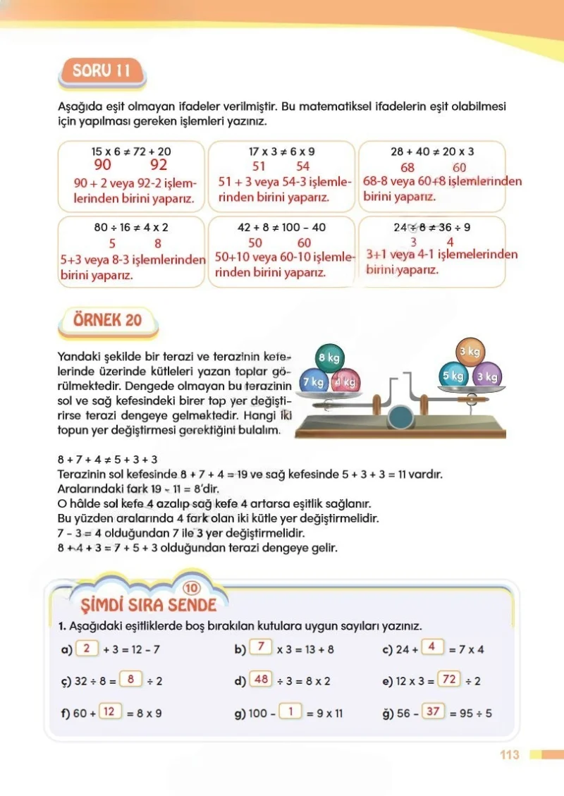 4. Sınıf Matematik Ders Kitabı Cevapları Meb Yayınları Sayfa 113 Çözüm Görseli