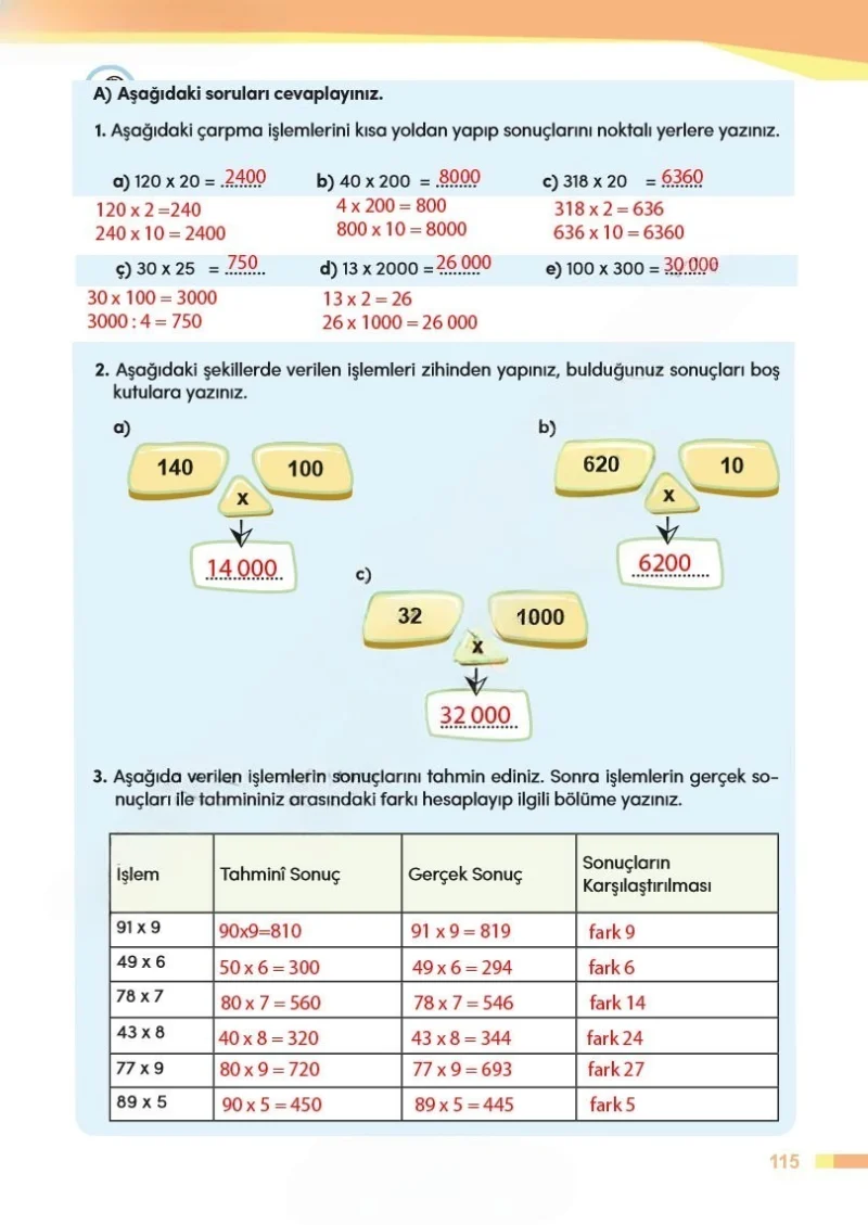 4. Sınıf Matematik Ders Kitabı Cevapları Meb Yayınları Sayfa 115 Çözüm Görseli
