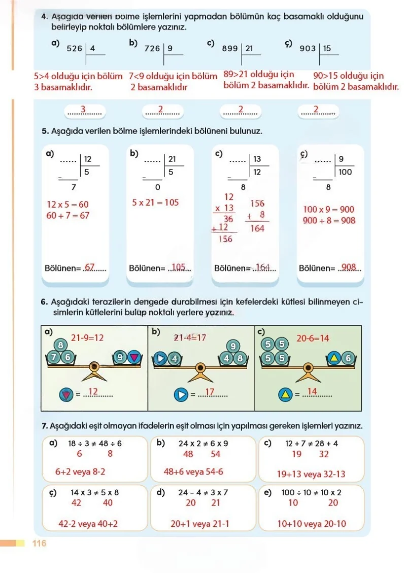 4. Sınıf Matematik Ders Kitabı Cevapları Meb Yayınları Sayfa 116 Çözüm Görseli
