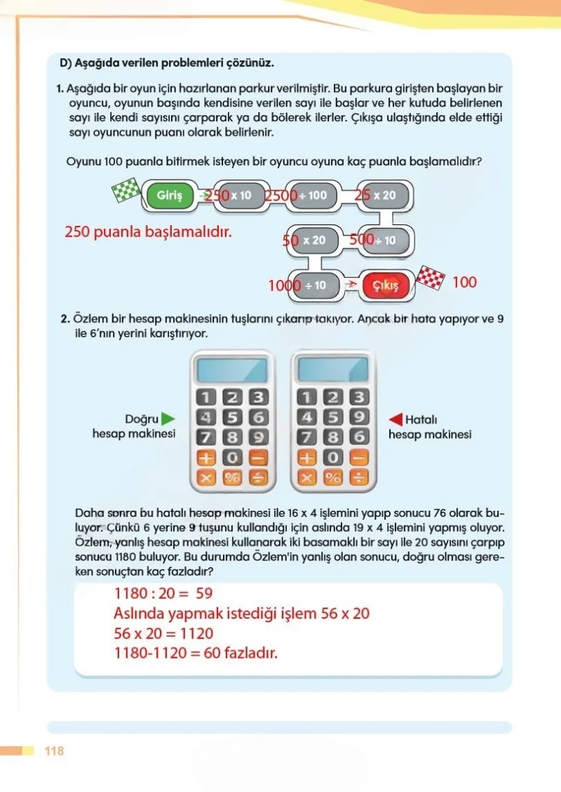 4. Sınıf Matematik Ders Kitabı Cevapları Meb Yayınları Sayfa 118 Çözüm Görseli